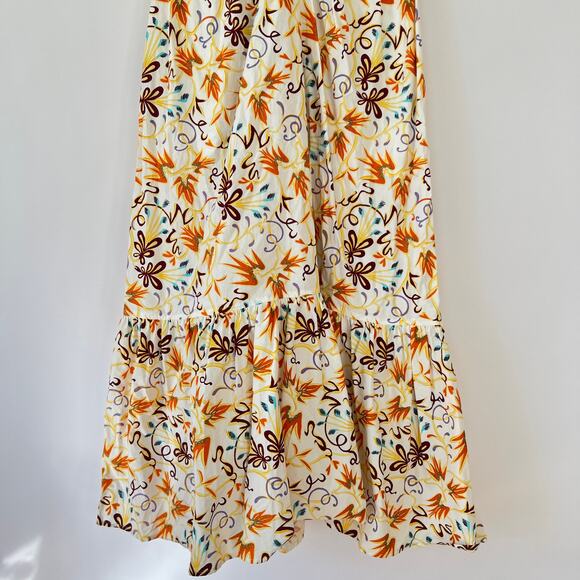 A.L.C  A-Line Midi Dress White Multi Lilah Print Flounce Hem Size 12 - Picture 5 of 8